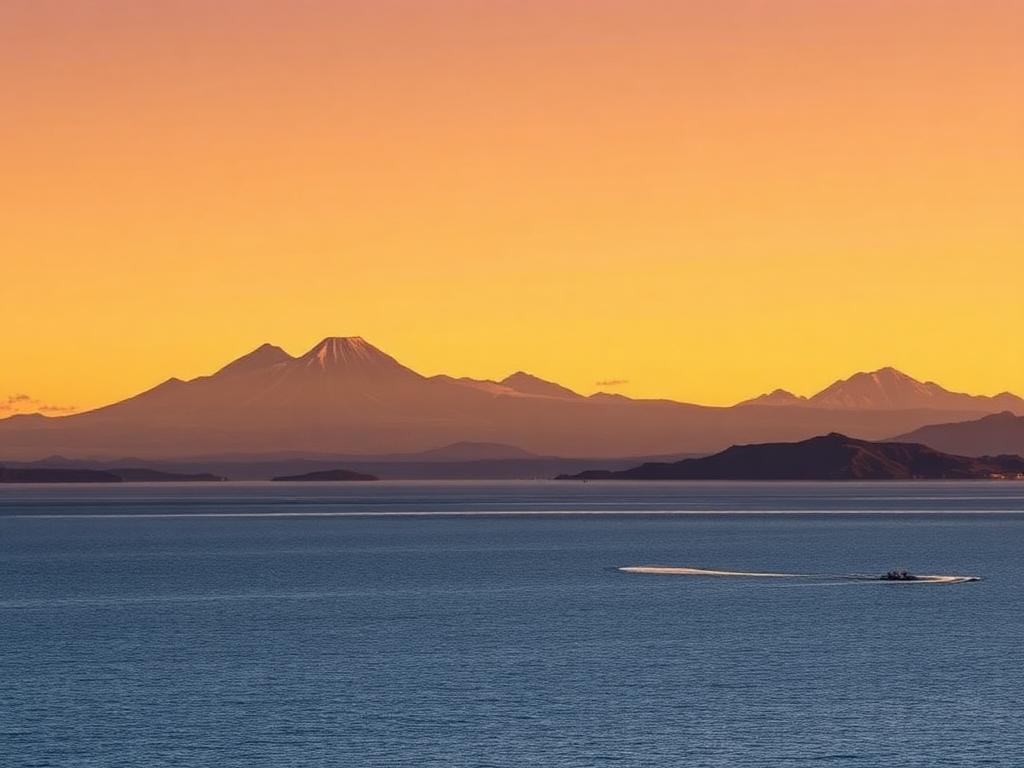 Lake Taupō at golden hour